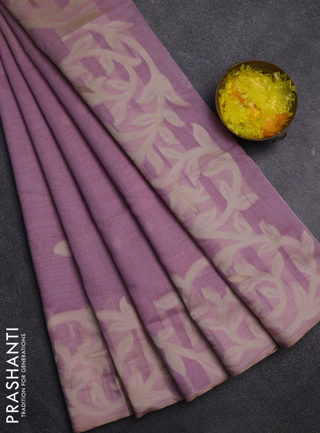 Jamdhani cotton saree pastel purple with allover thread & zari woven buttas and jamdhani pallu
