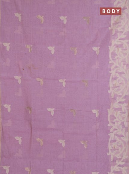 Jamdhani cotton saree pastel purple with allover thread & zari woven buttas and jamdhani pallu