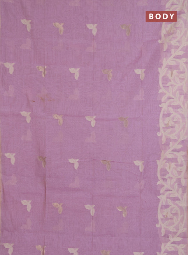 Jamdhani cotton saree pastel purple with allover thread & zari woven buttas and jamdhani pallu