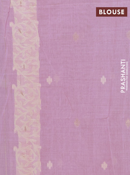 Jamdhani cotton saree pastel purple with allover thread & zari woven buttas and jamdhani pallu