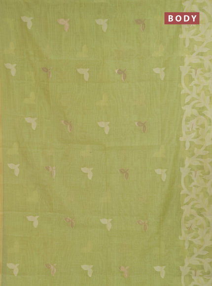 Jamdhani cotton saree pista green with allover thread & zari woven buttas and jamdhani pallu