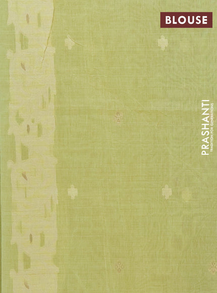 Jamdhani cotton saree pista green with allover thread & zari woven buttas and jamdhani pallu