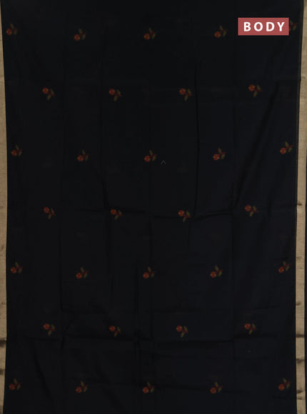 Jamdhani cotton saree black with allover thread woven buttas and jamdhani pallu