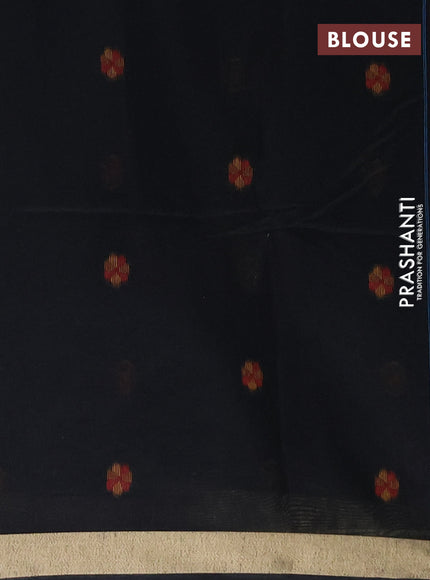 Jamdhani cotton saree black with allover thread woven buttas and jamdhani pallu