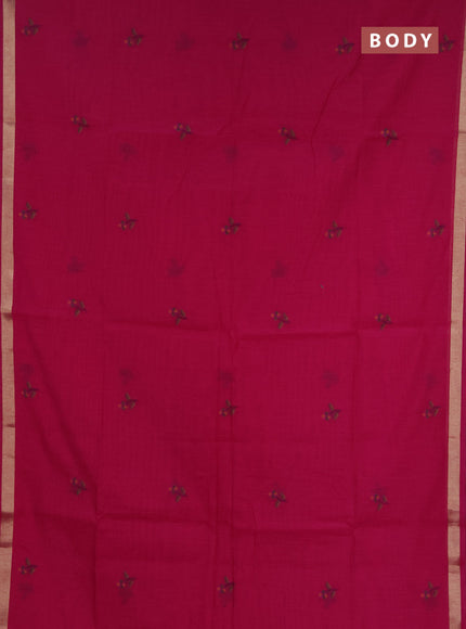 Jamdhani cotton saree magenta pink with allover thread woven buttas and jamdhani pallu