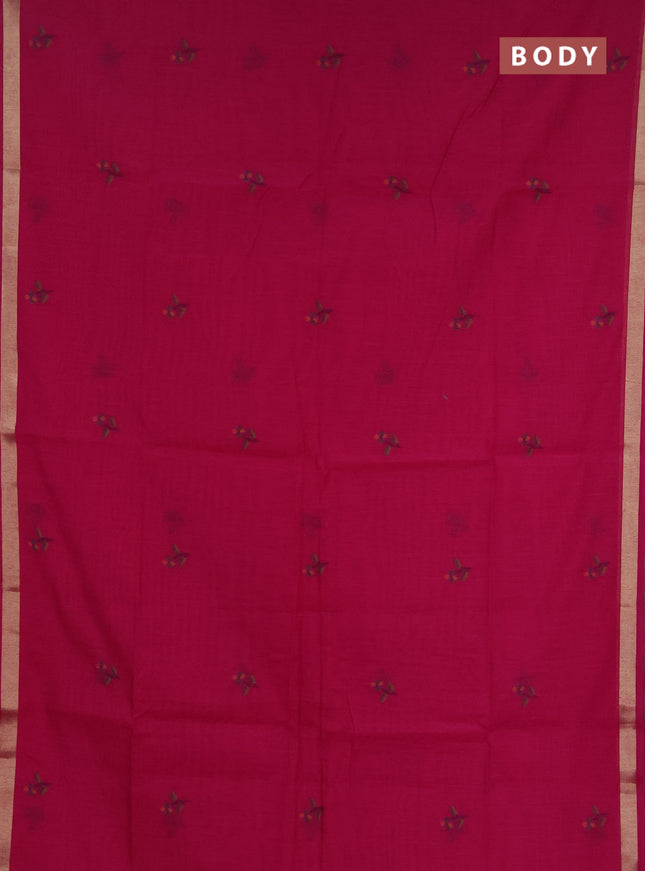 Jamdhani cotton saree magenta pink with allover thread woven buttas and jamdhani pallu