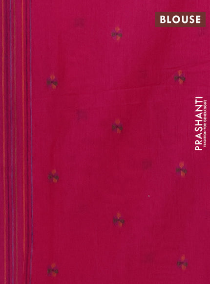 Jamdhani cotton saree magenta pink with allover thread woven buttas and jamdhani pallu