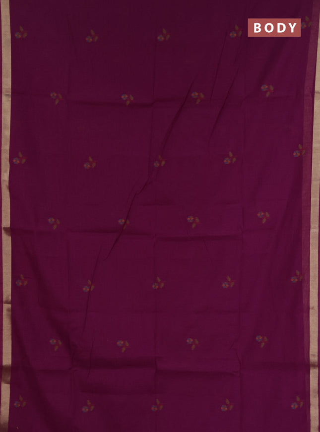 Jamdhani cotton saree purple with allover thread woven buttas and jamdhani pallu