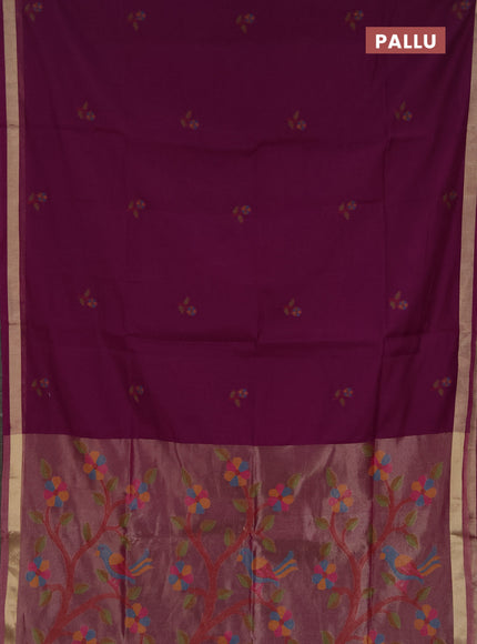 Jamdhani cotton saree purple with allover thread woven buttas and jamdhani pallu