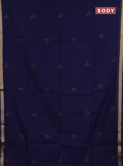 Jamdhani cotton saree navy blue with allover thread woven buttas and jamdhani pallu