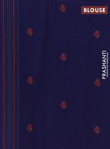Jamdhani cotton saree navy blue with allover thread woven buttas and jamdhani pallu