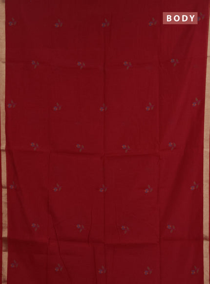 Jamdhani cotton saree maroon with allover thread woven buttas and jamdhani pallu