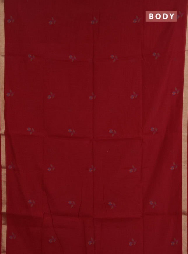 Jamdhani cotton saree maroon with allover thread woven buttas and jamdhani pallu