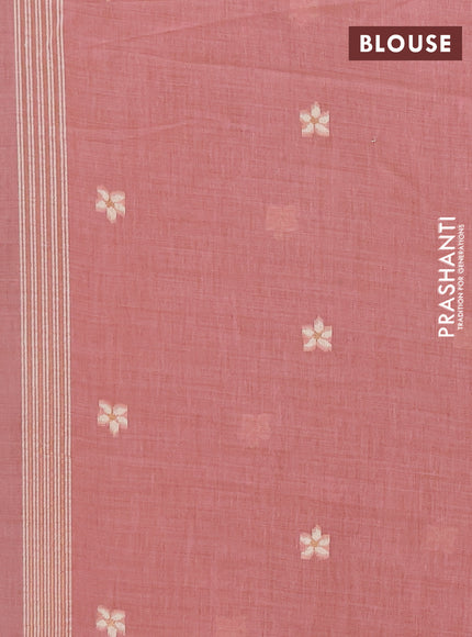 Jamdhani cotton saree peach shade with allover thread & zari woven buttas and jamdhani pallu