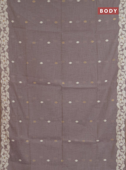 Jamdhani cotton saree dark beige with allover thread & zari woven buttas and jamdhani pallu
