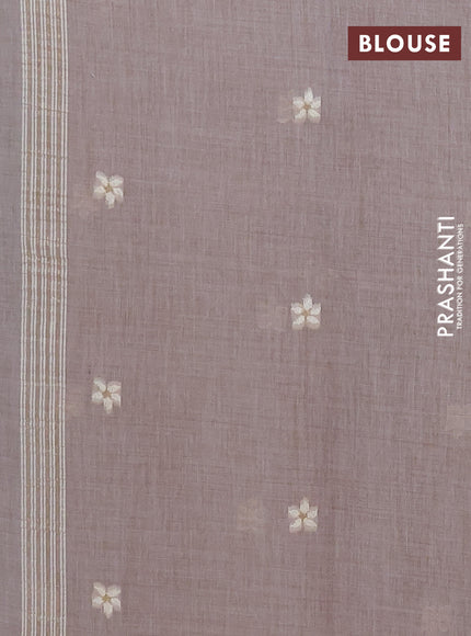 Jamdhani cotton saree dark beige with allover thread & zari woven buttas and jamdhani pallu