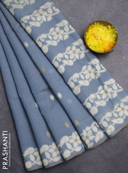 Jamdhani cotton saree pastel blue with allover thread & zari woven buttas and jamdhani pallu