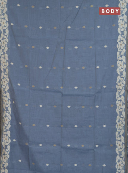 Jamdhani cotton saree pastel blue with allover thread & zari woven buttas and jamdhani pallu
