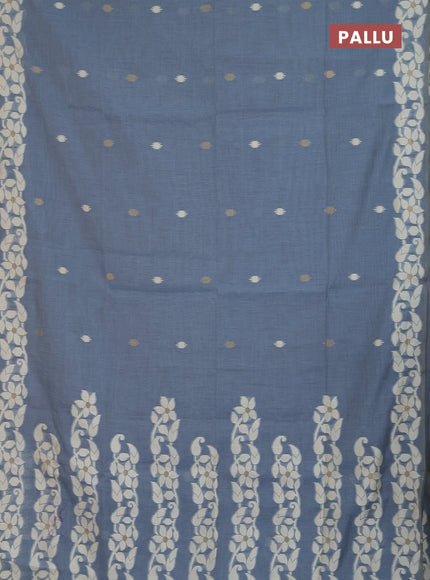 Jamdhani cotton saree pastel blue with allover thread & zari woven buttas and jamdhani pallu