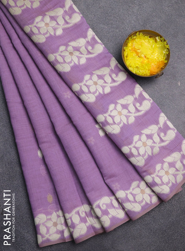 Jamdhani cotton saree lavender with allover thread & zari woven buttas and jamdhani pallu