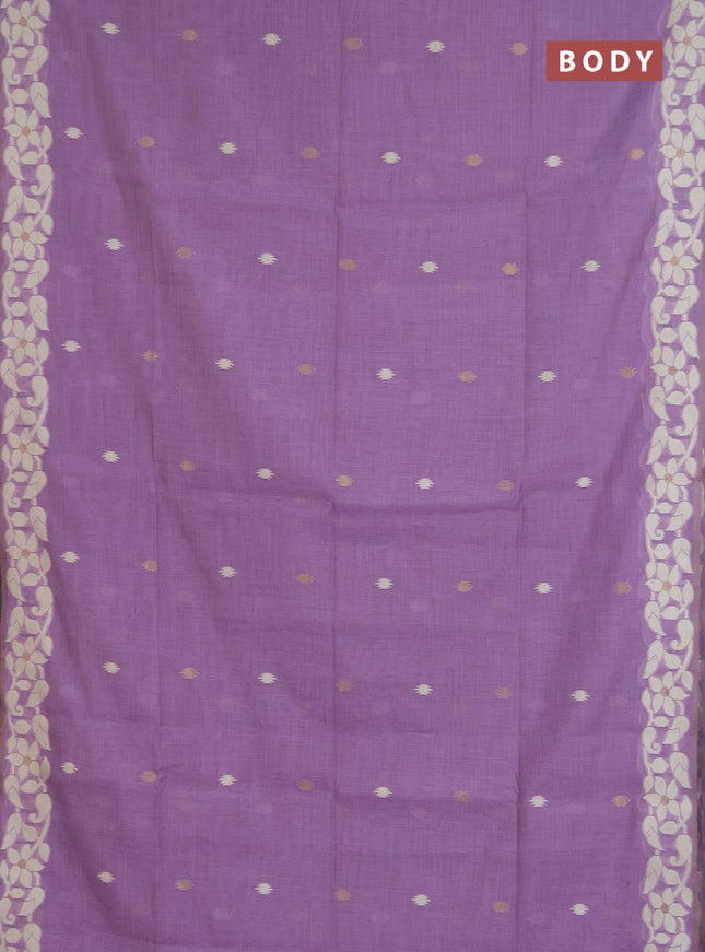 Jamdhani cotton saree lavender with allover thread & zari woven buttas and jamdhani pallu