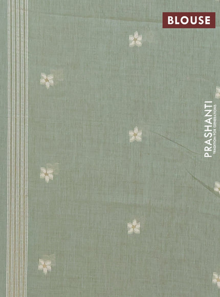 Jamdhani cotton saree pastel green with allover thread & zari woven buttas and jamdhani pallu