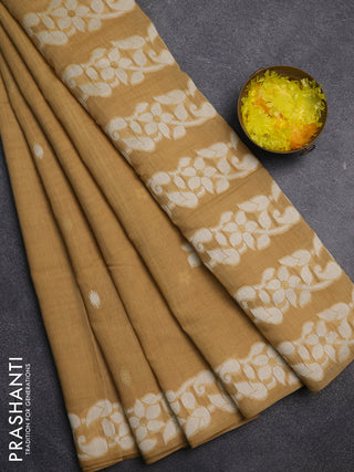 Jamdhani cotton saree sandal with allover thread & zari woven buttas and jamdhani pallu