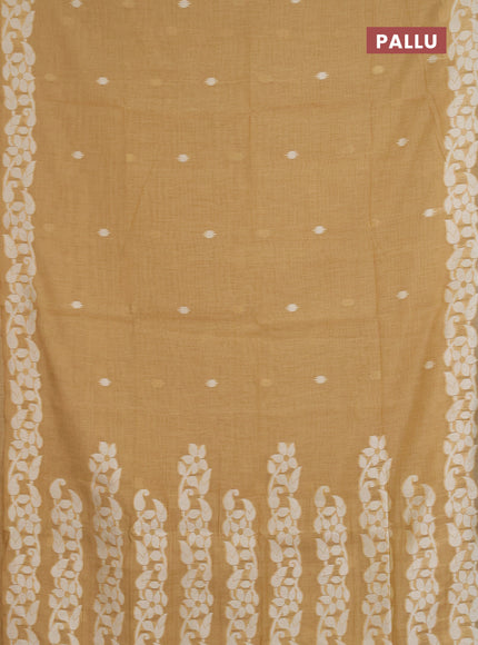 Jamdhani cotton saree sandal with allover thread & zari woven buttas and jamdhani pallu