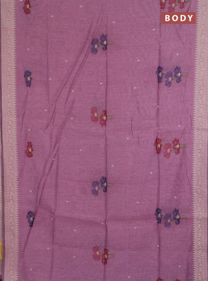Jamdhani cotton saree pastel pink and navy blue with allover thread & zari woven buttas and jamdhani pallu