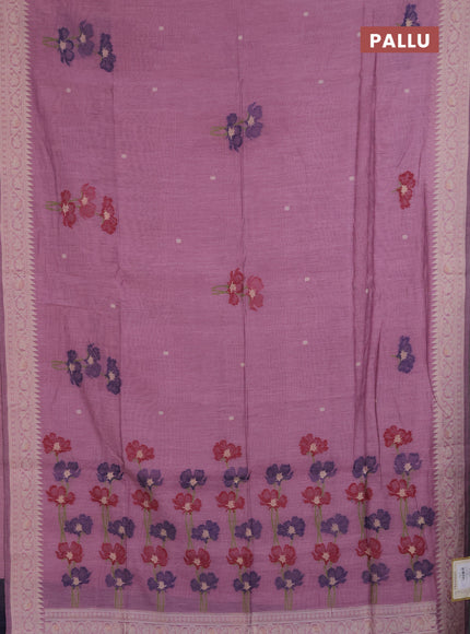 Jamdhani cotton saree pastel pink and navy blue with allover thread & zari woven buttas and jamdhani pallu