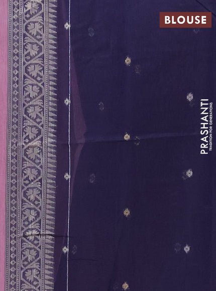 Jamdhani cotton saree pastel pink and navy blue with allover thread & zari woven buttas and jamdhani pallu