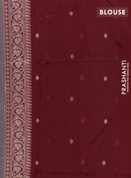 Jamdhani cotton saree dark grey and maroon with allover thread & zari woven buttas and jamdhani pallu