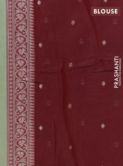 Jamdhani cotton saree pastel green and maroon with allover thread & zari woven buttas and jamdhani pallu