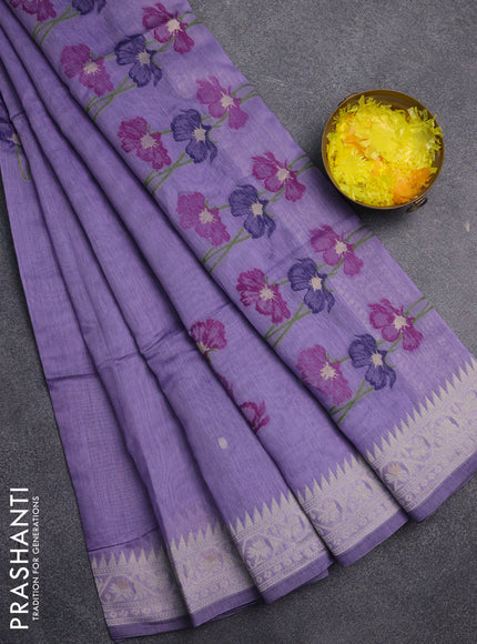 Jamdhani cotton saree lavender and purple with allover thread & zari woven buttas and jamdhani pallu