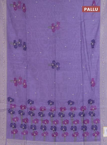 Jamdhani cotton saree lavender and purple with allover thread & zari woven buttas and jamdhani pallu