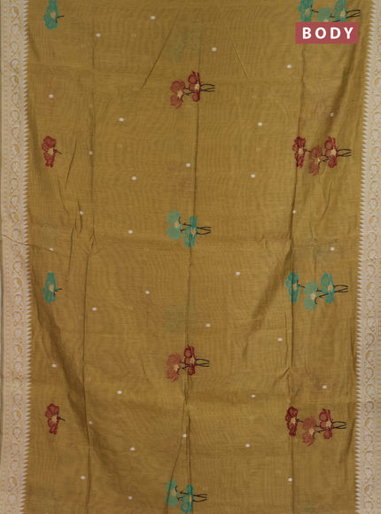 Jamdhani cotton saree sandal and deep maroon with allover thread & zari woven buttas and jamdhani pallu