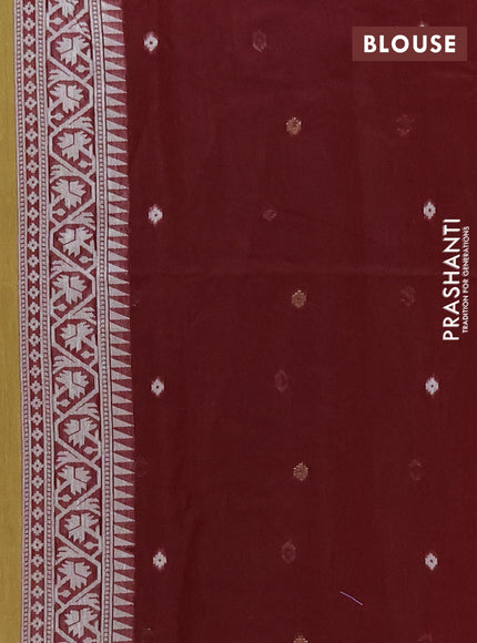 Jamdhani cotton saree sandal and deep maroon with allover thread & zari woven buttas and jamdhani pallu