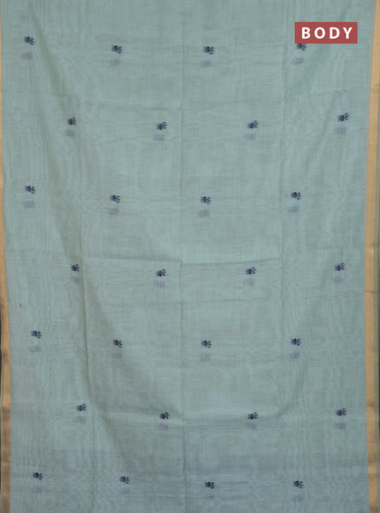 Jamdhani cotton saree teal blue and navy blue with allover thread woven buttas and jamdhani pallu