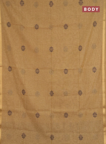 Jamdhani cotton saree sandal and brown with allover thread & zari woven buttas and jamdhani pallu