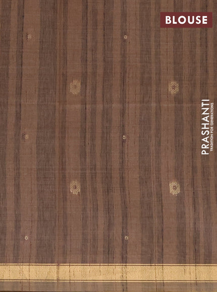 Jamdhani cotton saree sandal and brown with allover thread & zari woven buttas and jamdhani pallu