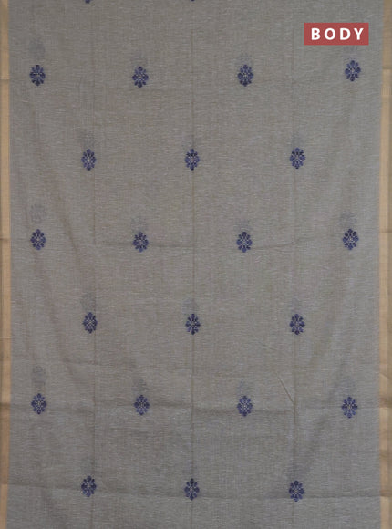 Jamdhani cotton saree pastel blue and navy blue with allover thread & zari woven buttas and jamdhani pallu