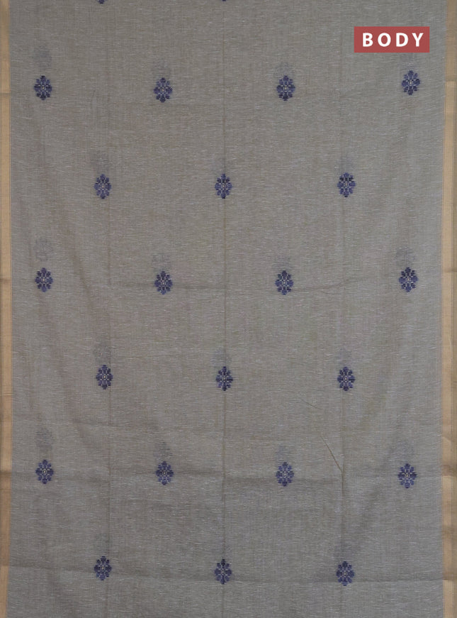 Jamdhani cotton saree pastel blue and navy blue with allover thread & zari woven buttas and jamdhani pallu