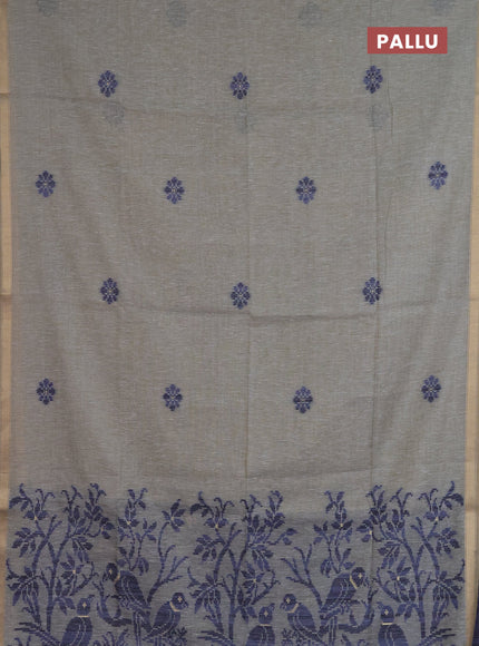 Jamdhani cotton saree pastel blue and navy blue with allover thread & zari woven buttas and jamdhani pallu