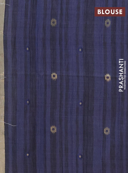 Jamdhani cotton saree pastel blue and navy blue with allover thread & zari woven buttas and jamdhani pallu
