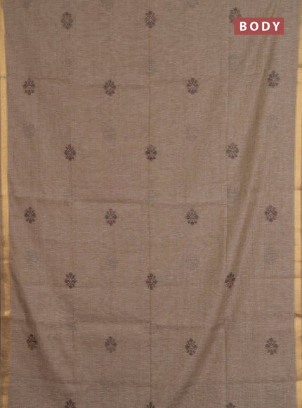 Jamdhani cotton saree dark beige and brown with allover thread & zari woven buttas and jamdhani pallu