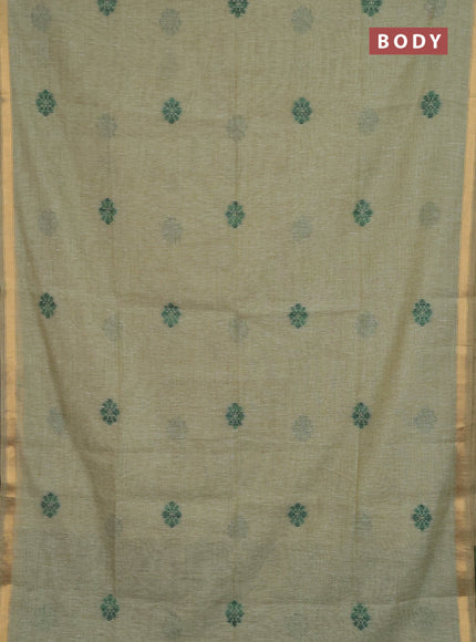 Jamdhani cotton saree pastel green and green with allover thread & zari woven buttas and jamdhani pallu