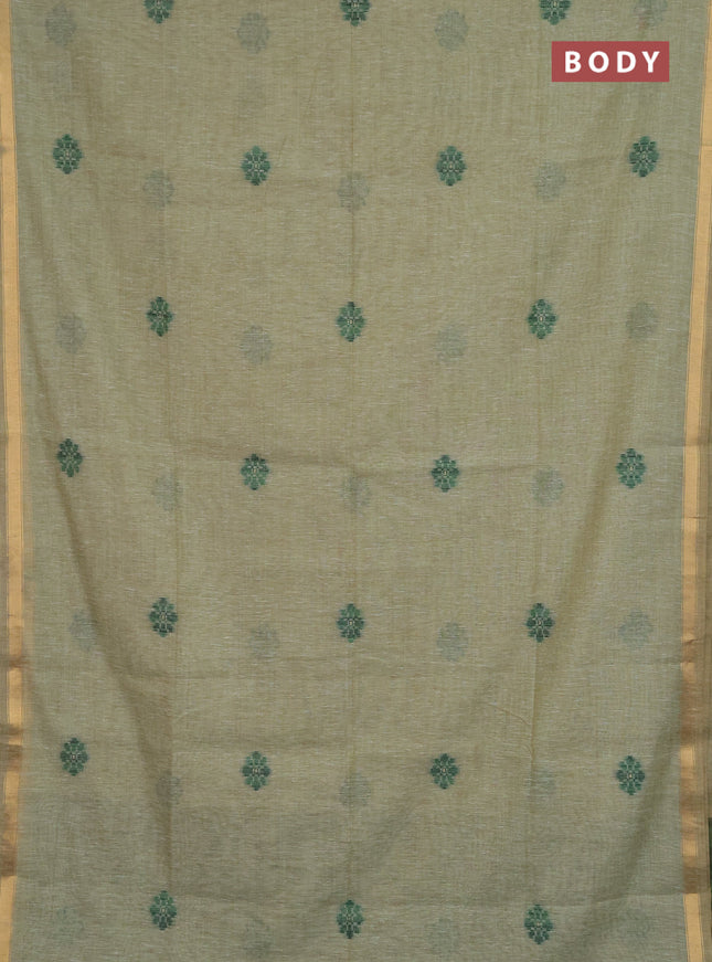 Jamdhani cotton saree pastel green and green with allover thread & zari woven buttas and jamdhani pallu