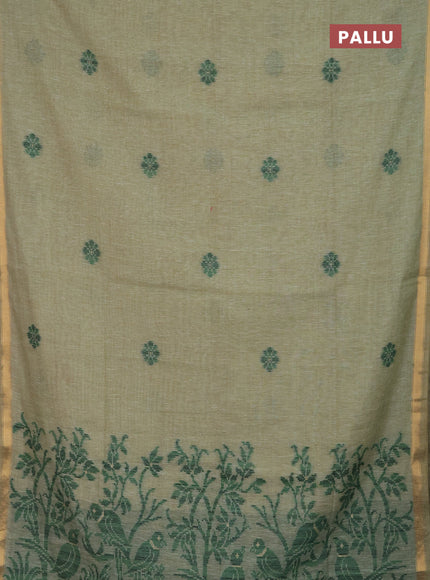 Jamdhani cotton saree pastel green and green with allover thread & zari woven buttas and jamdhani pallu