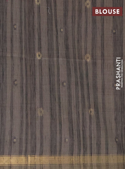 Jamdhani cotton saree beige and black with allover thread & zari woven buttas and jamdhani pallu
