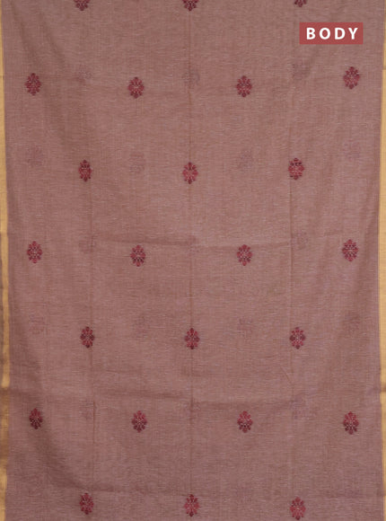 Jamdhani cotton saree dark peach shade and maroon with allover thread & zari woven buttas and jamdhani pallu